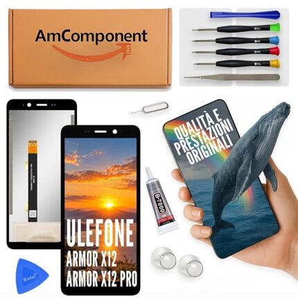 AmComponent - display di ricambio per ULEFONE ARMOR X12 / ARMOR X12 PRO schermo LCD + vetro touch screen | Componente di ricambio con luminosità intensa e risposta al tocco reattiva