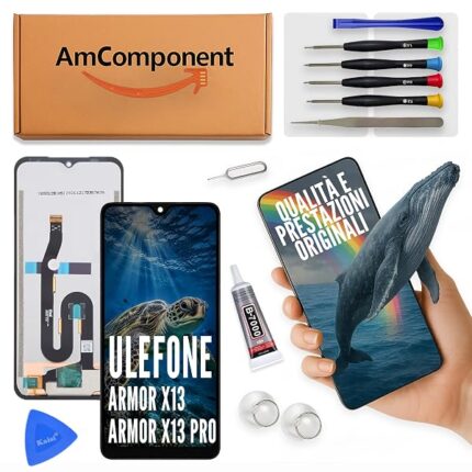 AmComponent - display di ricambio per ULEFONE ARMOR X13 / X13 PRO schermo LCD vetro touch | Componente di ricambio con luminosità intensa e risposta al tocco reattiva