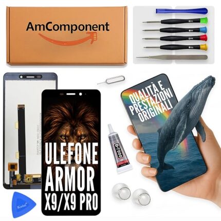 AmComponent - display di ricambio per ULEFONE ARMOR X9 / ARMOR X9 PRO schermo LCD vetro touch | Componente di ricambio con luminosità intensa e risposta al tocco reattiva