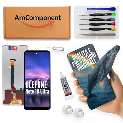 AmComponent - display di ricambio per ULEFONE NOTE 18 ULTRA schermo LCD + vetro touch screen | Componente di ricambio con luminosità intensa e risposta al tocco reattiva