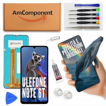 AmComponent - display di ricambio per ULEFONE NOTE 6T schermo LCD + vetro touch screen | Componente di ricambio con luminosità intensa e risposta al tocco reattiva