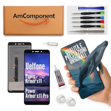 AmComponent - display di ricambio per ULEFONE POWER ARMOR X11 / POWER ARMOR X11 PRO schermo LCD + vetro touch | Componente di ricambio con luminosità intensa e risposta al tocco reattiva