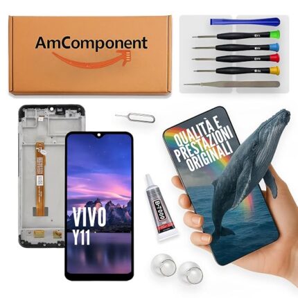 AmComponent - display di ricambio per VIVO Y11 (2019) 1906 / 1906_20 schermo LCD + vetro touch screen + frame | Componente di ricambio con luminosità intensa e risposta al tocco reattiva