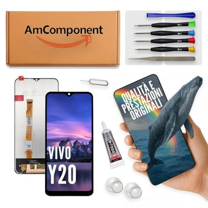 AmComponent - display di ricambio per VIVO Y20 V2029 V2043 V2048 schermo LCD + touch screen vetro MONITOR | Componente di ricambio con luminosità intensa e risposta al tocco reattiva