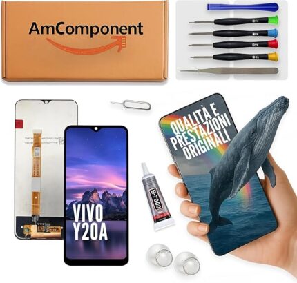 AmComponent - display di ricambio per VIVO Y20A V2052 V2054 V2070 V2101 / Y20 V2029 schermo LCD | Componente di ricambio con luminosità intensa e risposta al tocco reattiva