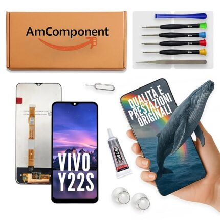 AmComponent - display di ricambio per VIVO Y22S V2206 schermo LCD vetro touch screen | Componente di ricambio con luminosità intensa e risposta al tocco reattiva