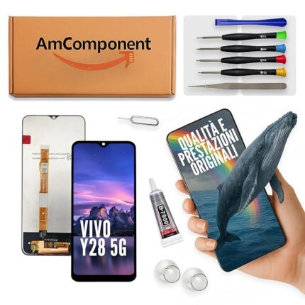 AmComponent - display di ricambio per VIVO Y28 5G V2315 schermo LCD + vetro touch screen | Componente di ricambio con luminosità intensa e risposta al tocco reattiva