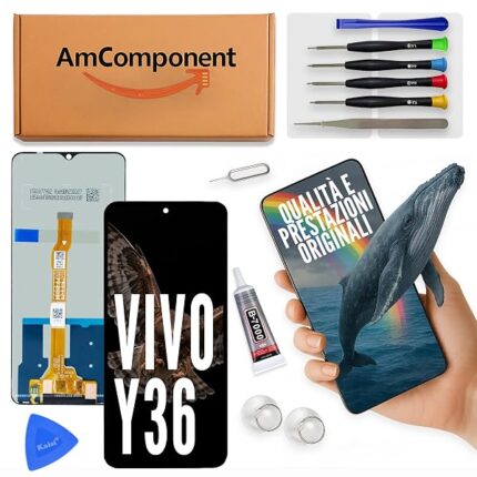 AmComponent - display di ricambio per VIVO Y36 / VIVO Y36 5G V2248 schermo LCD vetro touch | Componente di ricambio con luminosità intensa e risposta al tocco reattiva
