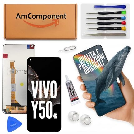 AmComponent - display di ricambio per VIVO Y50 V1965A schermo LCD + touch screen vetro | Componente di ricambio con luminosità intensa e risposta al tocco reattiva