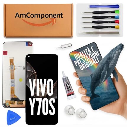 AmComponent - display di ricambio per VIVO Y70S V2002A schermo LCD + touch screen vetro | Componente di ricambio con luminosità intensa e risposta al tocco reattiva