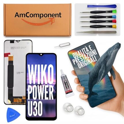 AmComponent - display di ricambio per WIKO POWER U30 W-V755 LCD + touch screen vetro schermo | Componente di ricambio con luminosità intensa e risposta al tocco reattiva