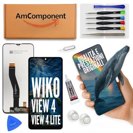 AmComponent - display di ricambio per WIKO VIEW 4 W-V851 W-V830 e VIEW 4 LITE W-V730 LCD touch vetro schermo | Componente di ricambio con luminosità intensa e risposta al tocco reattiva