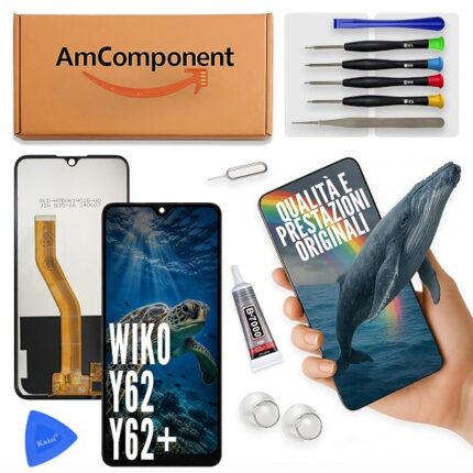 AmComponent - display di ricambio per WIKO Y62 W-K610 / Y62 PLUS + W-K610-FRA schermo LCD + vetro touch screen | Componente di ricambio con luminosità intensa e risposta al tocco reattiva