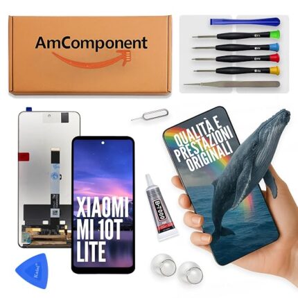 AmComponent - display di ricambio per XIAOMI MI 10T LITE M2007J17G schermo LCD vetro touch | Componente di ricambio con luminosità intensa e risposta al tocco reattiva