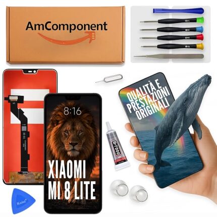 AmComponent - display di ricambio per XIAOMI MI 8 LITE M1808D2TG schermo LCD touch screen vetro | Componente di ricambio con luminosità intensa e risposta al tocco reattiva