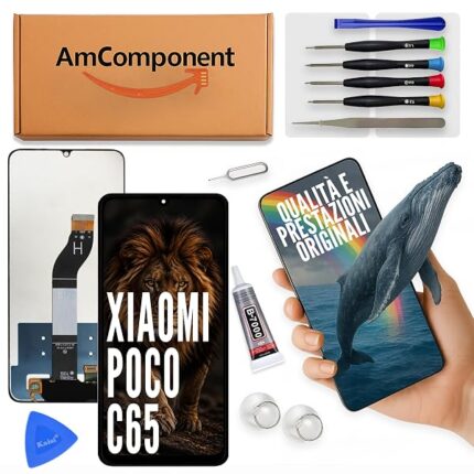 AmComponent - display di ricambio per XIAOMI POCO C65 schermo LCD vetro touch screen | Componente di ricambio con luminosità intensa e risposta al tocco reattiva