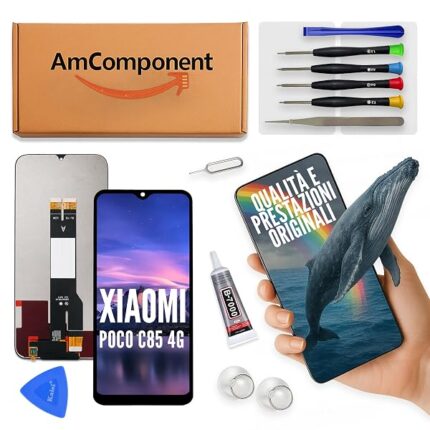 AmComponent - display di ricambio per XIAOMI POCO C85 4G 25078PC3EE schermo LCD vetro | Componente di ricambio con luminosità intensa e risposta al tocco reattiva