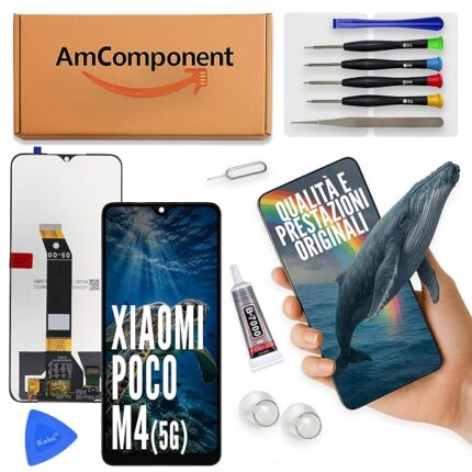 AmComponent - display di ricambio per XIAOMI POCO M4 5G 22041219PG touch schermo LCD vetro | Componente di ricambio con luminosità intensa e risposta al tocco reattiva