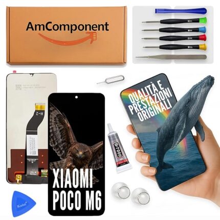 AmComponent - display di ricambio per XIAOMI POCO M6 (5G) 23128PC33I schermo LCD + vetro touch | Componente di ricambio con luminosità intensa e risposta al tocco reattiva