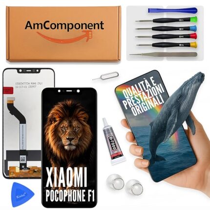 AmComponent - display di ricambio per XIAOMI POCOPHONE F1 M1805E10A schermo LCD touch vetro | Componente di ricambio con luminosità intensa e risposta al tocco reattiva