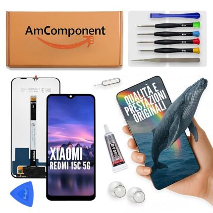AmComponent - display di ricambio per XIAOMI REDMI 15C 5G 2508CRN2BC /G 25062RN2DE schermo LCD | Componente di ricambio con luminosità intensa e risposta al tocco reattiva