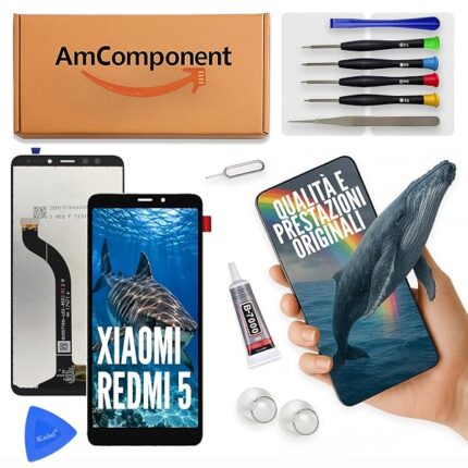 AmComponent - display di ricambio per XIAOMI REDMI 5 nero MDG1 MDI1 schermo LCD touch screen vetro | Componente di ricambio con luminosità intensa e risposta al tocco reattiva