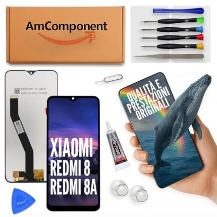 AmComponent - display di ricambio per XIAOMI REDMI 8 M1908C3IG / 8A M1908C3KG schermo LCD touch screen vetro | Componente di ricambio con luminosità intensa e risposta al tocco reattiva