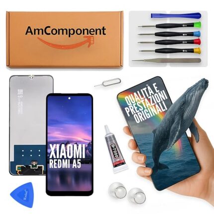 AmComponent - display di ricambio per XIAOMI REDMI A5 25028PC03G 25028RN03A 25028RN03I 25028RN03Y schermo vetro LCD touch screen | Componente di ricambio con luminosità e risposta al tocco reattiva