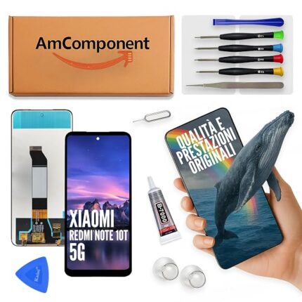 AmComponent - display di ricambio per XIAOMI REDMI NOTE 10T 5G M2103K19I schermo LCD vetro | Componente di ricambio con luminosità intensa e risposta al tocco reattiva