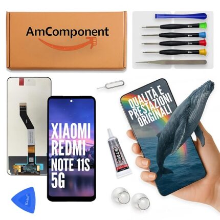 AmComponent - display di ricambio per XIAOMI REDMI NOTE 11S 5G 22031116BG schermo LCD vetro | Componente di ricambio con luminosità intensa e risposta al tocco reattiva
