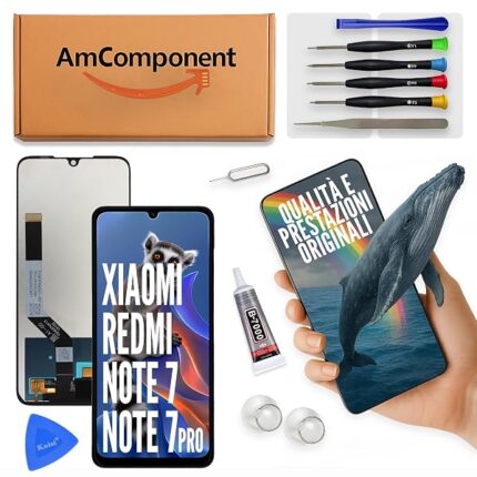 AmComponent - display di ricambio per XIAOMI REDMI NOTE 7/7 PRO M1901F7 schermo LCD vetro | Componente di ricambio con luminosità intensa e risposta al tocco reattiva
