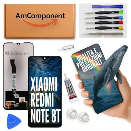 AmComponent - display di ricambio per XIAOMI REDMI NOTE 8T M1908C3XG schermo LCD touch screen vetro | Componente di ricambio con luminosità intensa e risposta al tocco reattiva