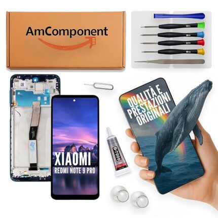 AmComponent - display di ricambio per XIAOMI REDMI NOTE 9 PRO M2003J6B2G schermo LCD vetro touch frame blu verde | Componente di ricambio con luminosità intensa e risposta al tocco reattiva