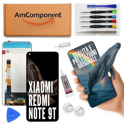 AmComponent - display di ricambio per XIAOMI REDMI NOTE 9T M2007J22G schermo LCD vetro touch | Componente di ricambio con luminosità intensa e risposta al tocco reattiva