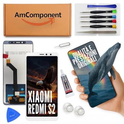 AmComponent - display di ricambio per XIAOMI REDMI S2 M1803E6G M1803E6H M1803E6I schermo LCD vetro bianco | Componente di ricambio con luminosità intensa e risposta al tocco reattiva