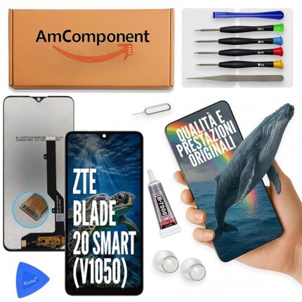 AmComponent - display di ricambio per ZTE BLADE 20 SMART V1050 schermo LCD touch screen vetro | Componente di ricambio con luminosità intensa e risposta al tocco reattiva