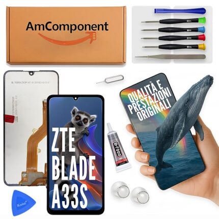 AmComponent - display di ricambio per ZTE BLADE A33S schermo LCD touch screen vetro ricambio | Componente di ricambio con luminosità intensa e risposta al tocco reattiva