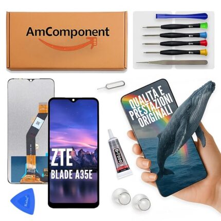 AmComponent - display di ricambio per ZTE BLADE A35E Z2466 schermo vetro LCD touch ricambio | Componente di ricambio con luminosità intensa e risposta al tocco reattiva