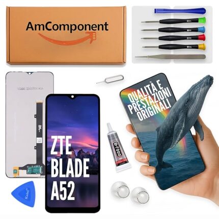 AmComponent - display di ricambio per ZTE BLADE A52 schermo LCD touch screen vetro | Componente di ricambio con luminosità intensa e risposta al tocco reattiva