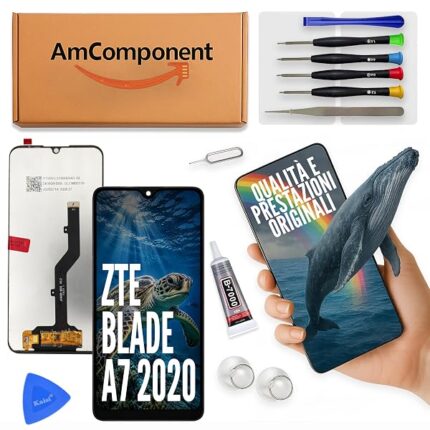 AmComponent - display di ricambio per ZTE BLADE A7 2020 schermo LCD touch screen vetro MONITOR | Componente di ricambio con luminosità intensa e risposta al tocco reattiva