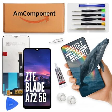 AmComponent - display di ricambio per ZTE BLADE A72 5G 7540N schermo LCD touch screen vetro | Componente di ricambio con luminosità intensa e risposta al tocco reattiva