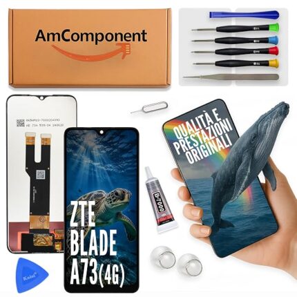 AmComponent - display di ricambio per ZTE BLADE A73 4G 7060 schermo LCD touch screen vetro | Componente di ricambio con luminosità intensa e risposta al tocco reattiva