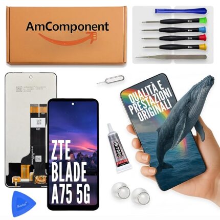 AmComponent - display di ricambio per ZTE BLADE A75 5G Z2357N schermo LCD vetro touch screen | Componente di ricambio con luminosità intensa e risposta al tocco reattiva