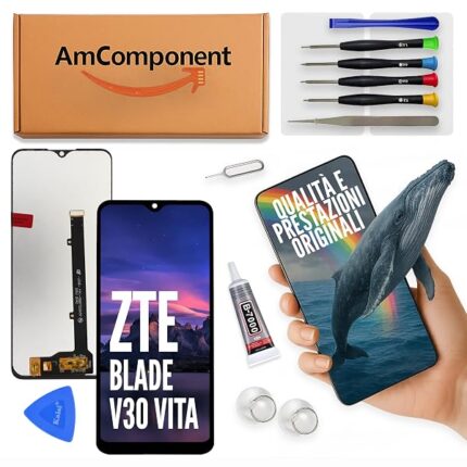 AmComponent - display di ricambio per ZTE BLADE V30 VITA 8030 schermo LCD touch screen vetro | Componente di ricambio con luminosità intensa e risposta al tocco reattiva