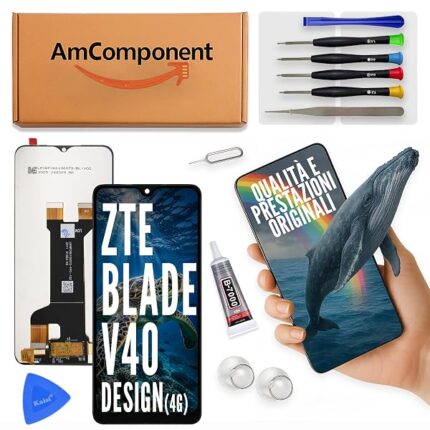 AmComponent - display di ricambio per ZTE BLADE V40 DESIGN 4G 8046 schermo LCD touch screen vetro | Componente di ricambio con luminosità intensa e risposta al tocco reattiva