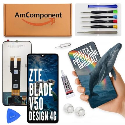 AmComponent - display di ricambio per ZTE BLADE V50 DESIGN 4G schermo LCD touch screen vetro | Componente di ricambio con luminosità intensa e risposta al tocco reattiva