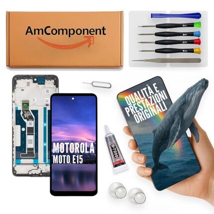 DISPLAY PER MOTOROLA MOTO E15 XT2523 SCHERMO FRAME VETRO TOUCH LCD